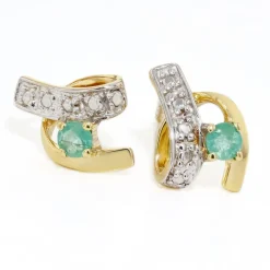 Boucles D'oreilles Puces Loubra Or Jaune Emeraude-Histoire d'Or Best