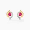Histoire d'Or Boucles D'oreilles Puces Lydia Or Bicolore Rubis