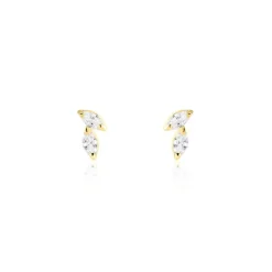 Boucles D'oreilles Puces Mix And Match Or Jaune Oxyde De Zirconium-Histoire d'Or Clearance