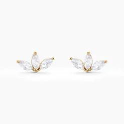 Histoire d'Or Boucles D'oreilles Puces Marquise Or Jaune Oxyde De Zirconium