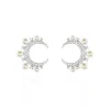 Boucles D'oreilles Puces Moon Argent Perle D'imitation Et Oxyde-LAETIZIA New