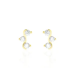 Boucles D'oreilles Puces Mureille Or Jaune Oxyde De Zirconium-Histoire d'Or New
