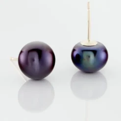 Histoire d'Or Boucles D'oreilles Puces Micaelle Teintees Or Jaune Perle De Culture