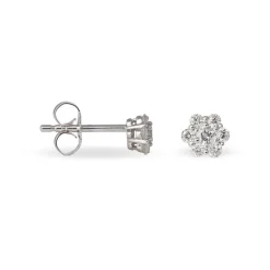 Histoire d'Or Boucles D'oreilles Puces Magnolia Or Blanc Diamant