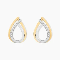 Histoire d'Or Boucles D'oreilles Puces Marilynn Or Bicolore Diamant Blanc