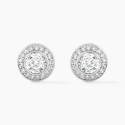 Boucles D'oreilles Puces Marquise Argent Blanc Oxyde De Zirconium-Histoire d'Or Clearance