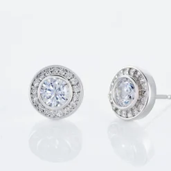 Boucles D'oreilles Puces Marquise Argent Blanc Oxyde De Zirconium-Histoire d'Or Clearance