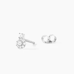 Boucles D'oreilles Puces Melyna Argent Blanc Oxyde De Zirconium-Histoire d'Or Hot