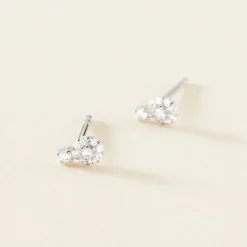 Boucles D'oreilles Puces Melyna Argent Blanc Oxyde De Zirconium-Histoire d'Or Hot