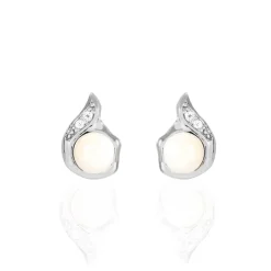 Boucles D'oreilles Puces Mellie Argent Blanc Perle De Culture-Histoire d'Or