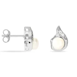 Boucles D'oreilles Puces Mellie Argent Blanc Perle De Culture-Histoire d'Or