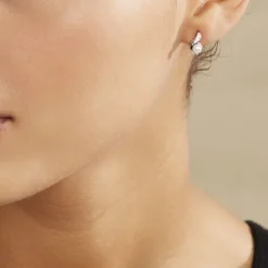 Boucles D'oreilles Puces Mellie Argent Blanc Perle De Culture-Histoire d'Or