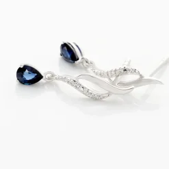 Histoire d'Or Boucles D'oreilles Puces Nolia Or Blanc Saphir Et Diamant