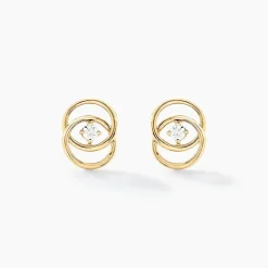 Boucles D'oreilles Puces Nid D'amour Or Jaune Diamant-Histoire d'Or