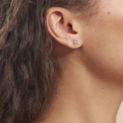 Boucles D'oreilles Puces Nid D'amour Or Blanc Diamant-Histoire d'Or Online