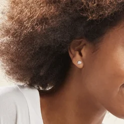 Boucles D'oreilles Puces Or Blanc Strass-Histoire d'Or Sale