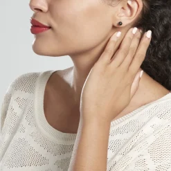 Boucles D'oreilles Puces Orbe Argent Blanc Céramique-Histoire d'Or Best