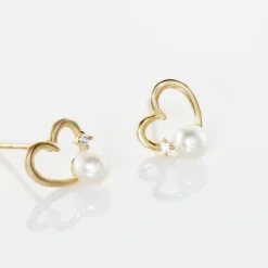 Histoire d'Or Boucles D'oreilles Puces Or Jaune Fergus Perle De Culture Oxyde