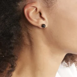 Boucles D'oreilles Puces Orbe Argent Blanc Céramique-Histoire d'Or Online