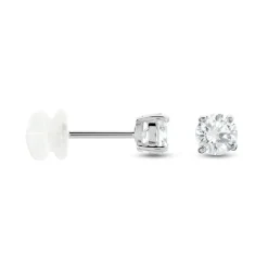 Boucles D'oreilles Puces Or Blanc Katherina Oxyde De Zirconium-Histoire d'Or Sale