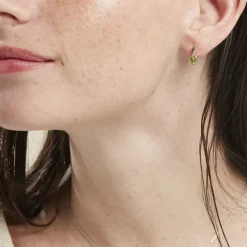 Boucles D'oreilles Puces Or Blanc Clothilde Péridot-Histoire d'Or Discount