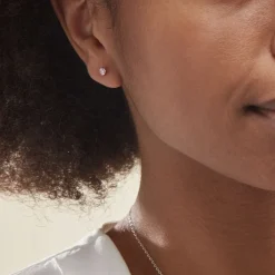 Histoire d'Or Boucles D'oreilles Puces Or Blanc Oxydes De Zirconium