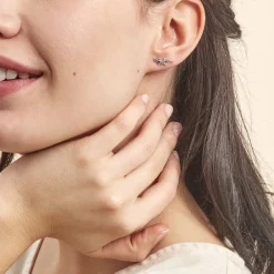 Boucles D'oreilles Puces Oya Argent Blanc Oxyde De Zirconium-Histoire d'Or Clearance