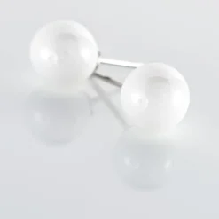 Boucles D'oreilles Puces Orbe Argent Blanc Céramique-Histoire d'Or Outlet
