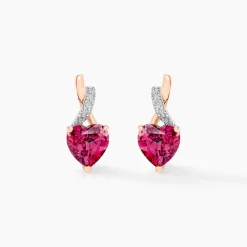 Histoire d'Or Boucles D'oreilles Puces Or Rose Clothilde Rhodolite