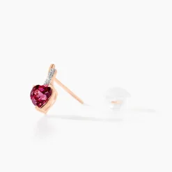 Histoire d'Or Boucles D'oreilles Puces Or Rose Clothilde Rhodolite