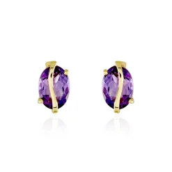 Histoire d'Or Boucles D'oreilles Puces Or Jaune Prudencia Améthystes