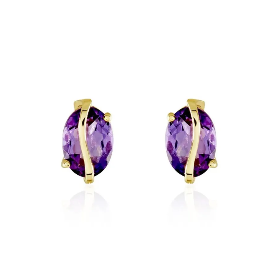 Histoire d'Or Boucles D'oreilles Puces Or Jaune Prudencia Améthystes