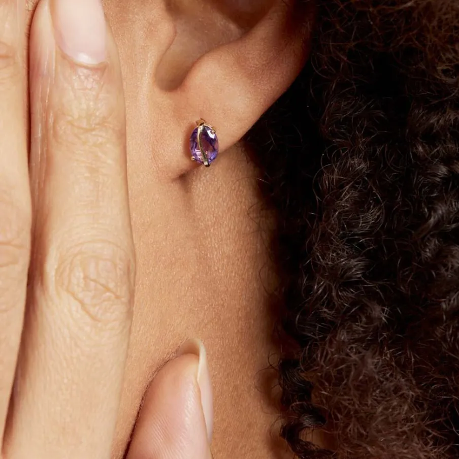Histoire d'Or Boucles D'oreilles Puces Or Jaune Prudencia Améthystes