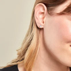 Histoire d'Or Boucles D'oreilles Puces Or Blanc Katherine Oxyde De Zirconium