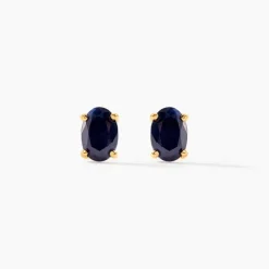 Histoire d'Or Boucles D'oreilles Puces Or Jaune Ovale Saphir