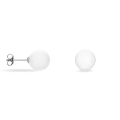 Histoire d'Or Boucles D'oreilles Puces Orbe Argent Blanc Céramique