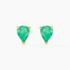 Histoire d'Or Boucles D'oreilles Puces Or Jaune Isador Emeraude