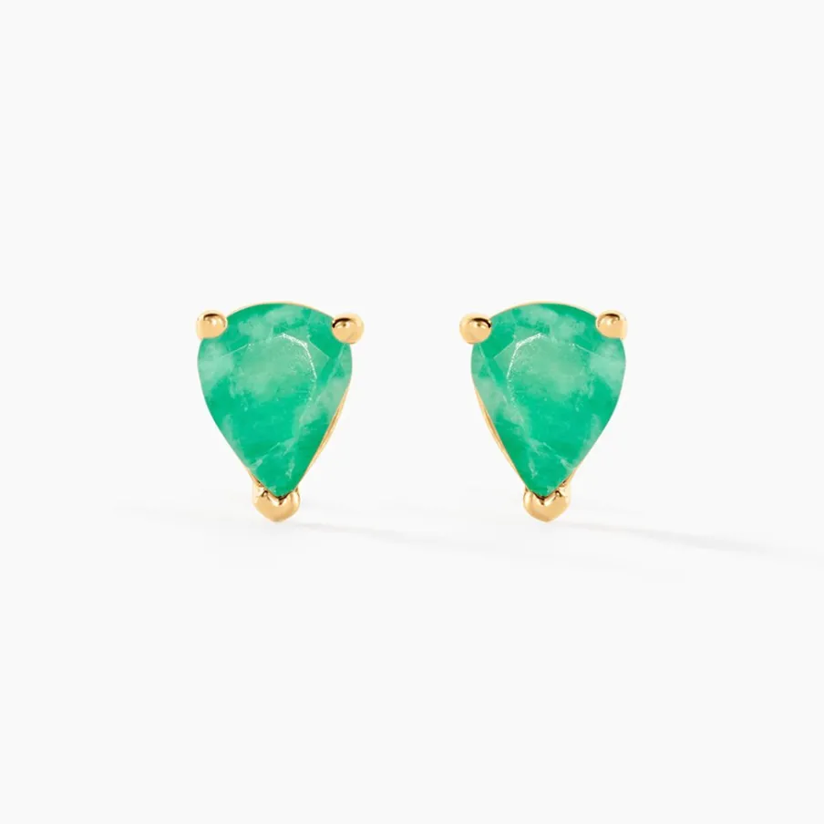 Histoire d'Or Boucles D'oreilles Puces Or Jaune Isador Emeraude