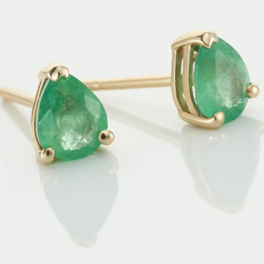 Histoire d'Or Boucles D'oreilles Puces Or Jaune Isador Emeraude