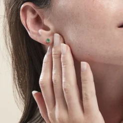 Histoire d'Or Boucles D'oreilles Puces Or Jaune Isador Emeraude