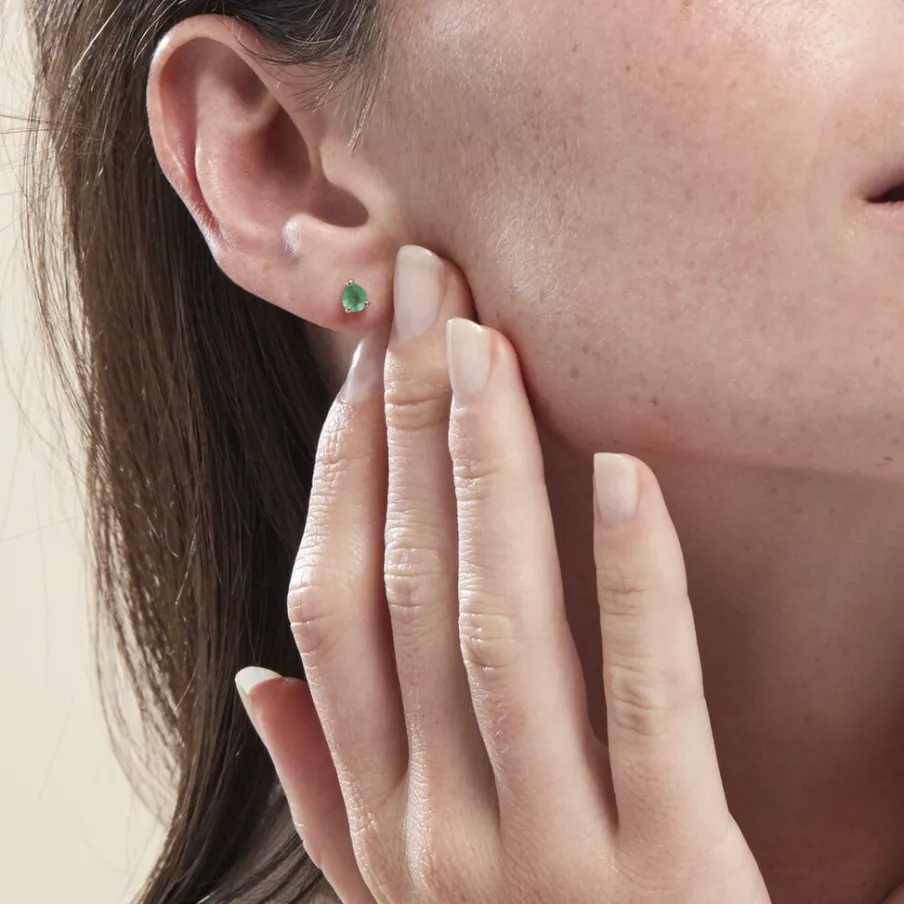 Histoire d'Or Boucles D'oreilles Puces Or Jaune Isador Emeraude