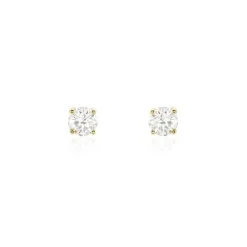 Histoire d'Or Boucles D'oreilles Puces Or Jaune Diamants Synthetique