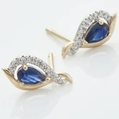 Histoire d'Or Boucles D'oreilles Puces Or Jaune Angelika Saphir