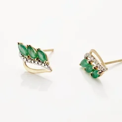 Histoire d'Or Boucles D'oreilles Puces Or Jaune  Sheelagh Emeraudes Diamants