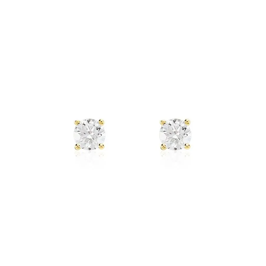Histoire d'Or Boucles D'oreilles Puces Or Jaune Aphrodite Diamants