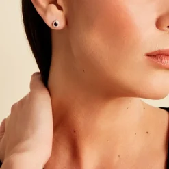 Histoire d'Or Boucles D'oreilles Puces Or Blanc Elheme Saphir