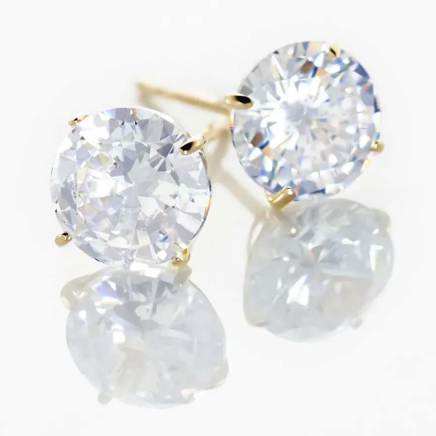 Boucles D'oreilles Puces Or Jaune Katherina Oxyde De Zirconium-Histoire d'Or New