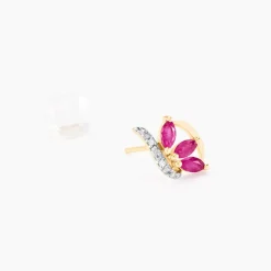 Boucles D'oreilles Puces Petale Et Diamant-Histoire d'Or New