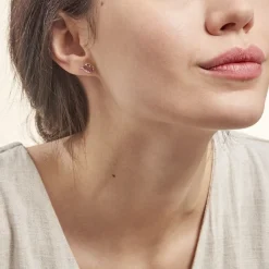 Boucles D'oreilles Puces Petale Et Diamant-Histoire d'Or New