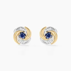 Histoire d'Or Boucles D'oreilles Puces Potentille Or Jaune Saphir